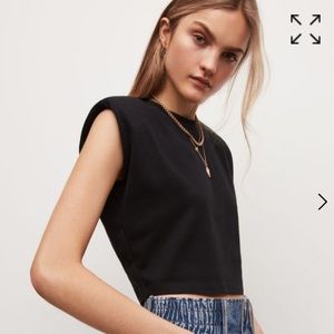 All Saints Mauve Shoulder Padded Top